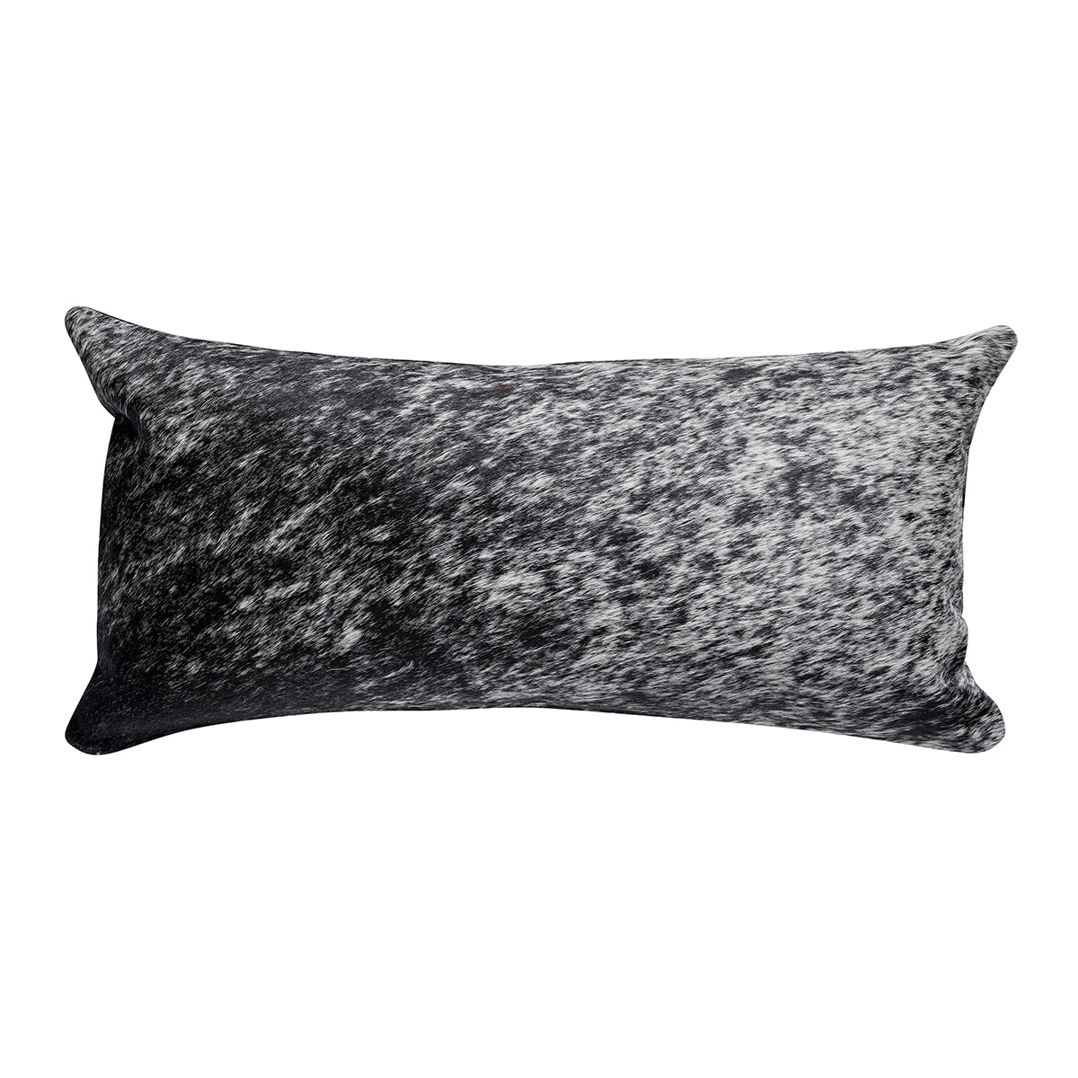 Black Salt & Pepper Cowhide Lumbar Pillow - 12" x 24"