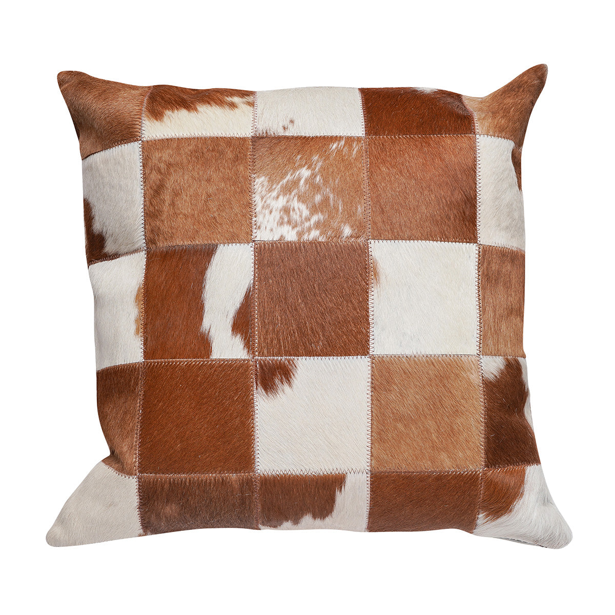 Brown Patchwork Square Pillow - 20" x 20"
