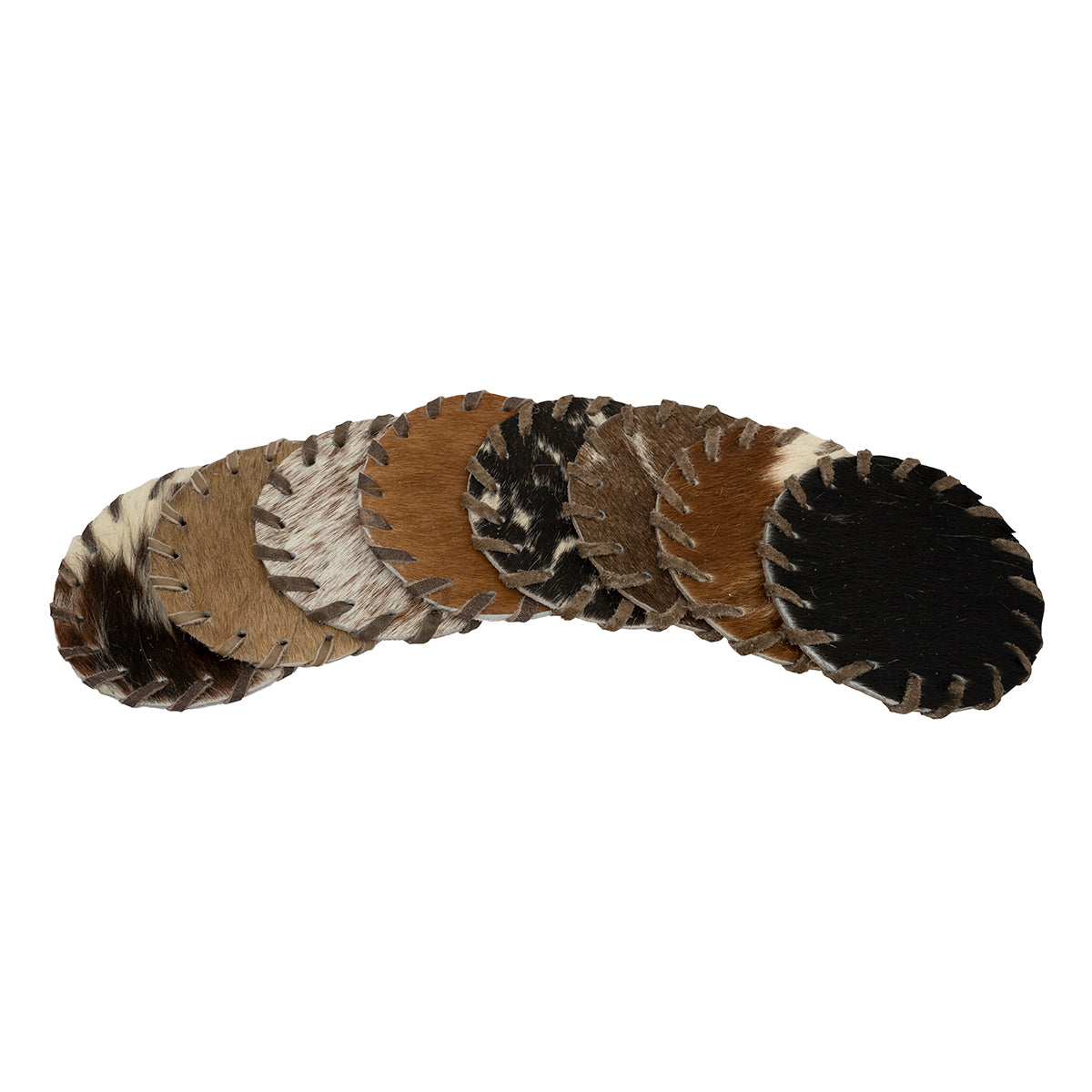 Assorted Plain Laced Cowhide Coasters (Round)