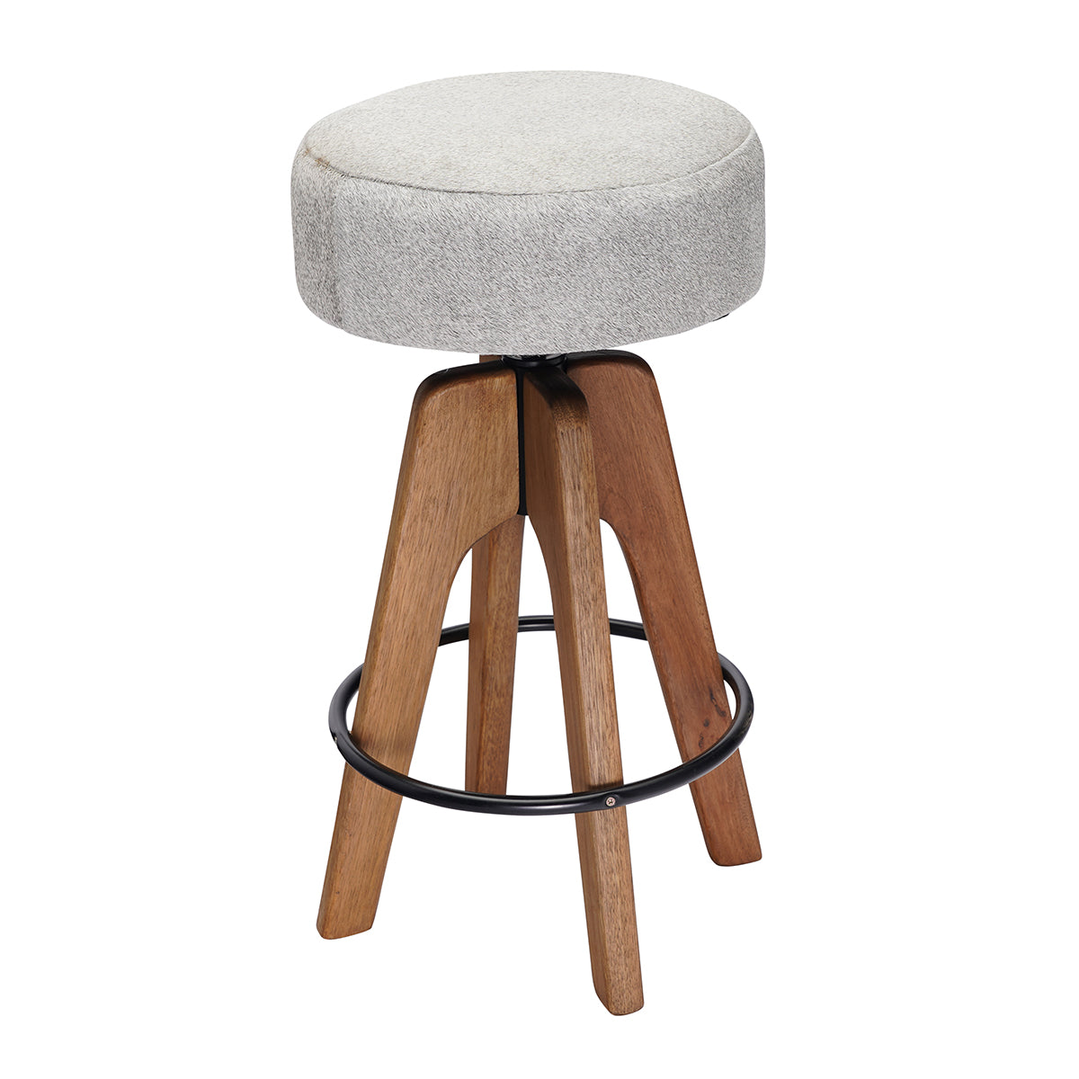 Grey Cowhide Bar Stool