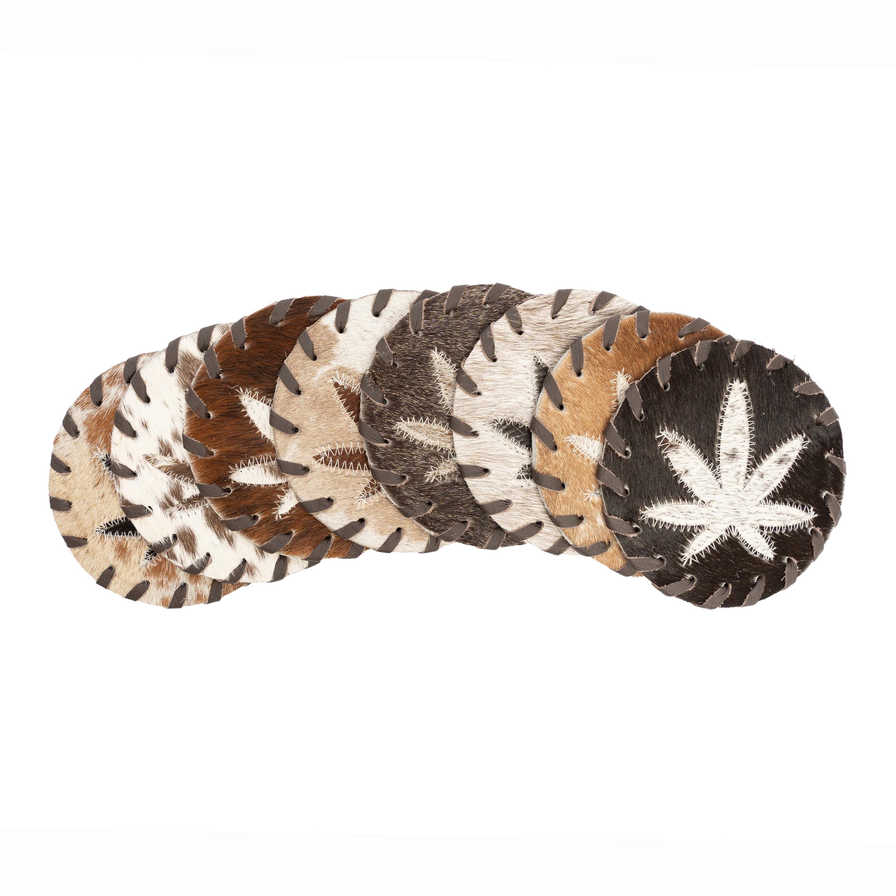 Cannabis Cowhide Coasters