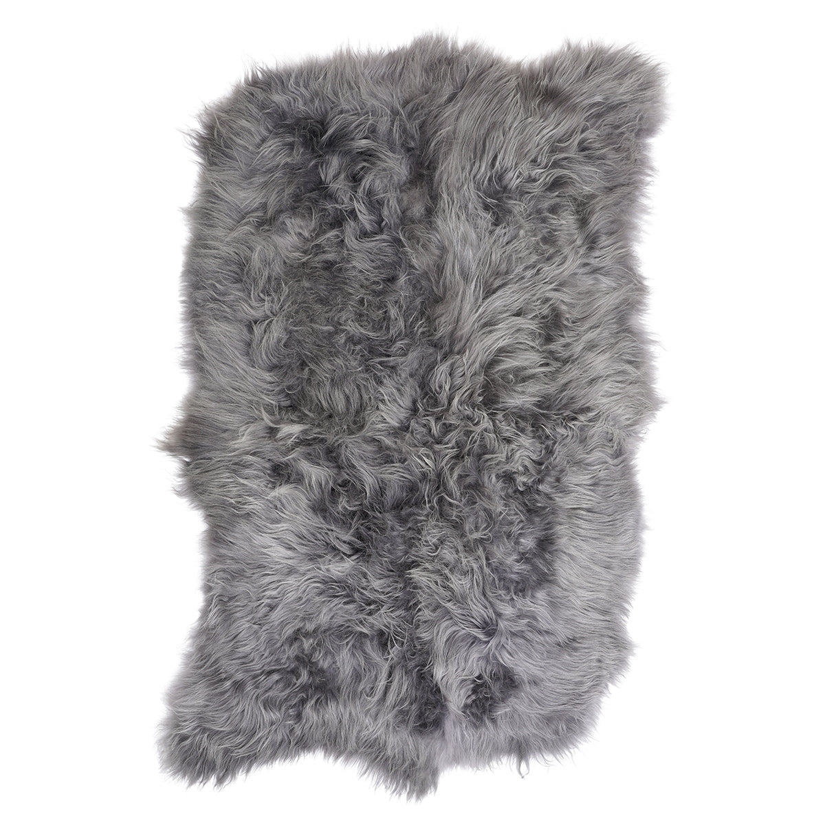 Grey Icelandic sheepskin 4-piece rug in long hair style