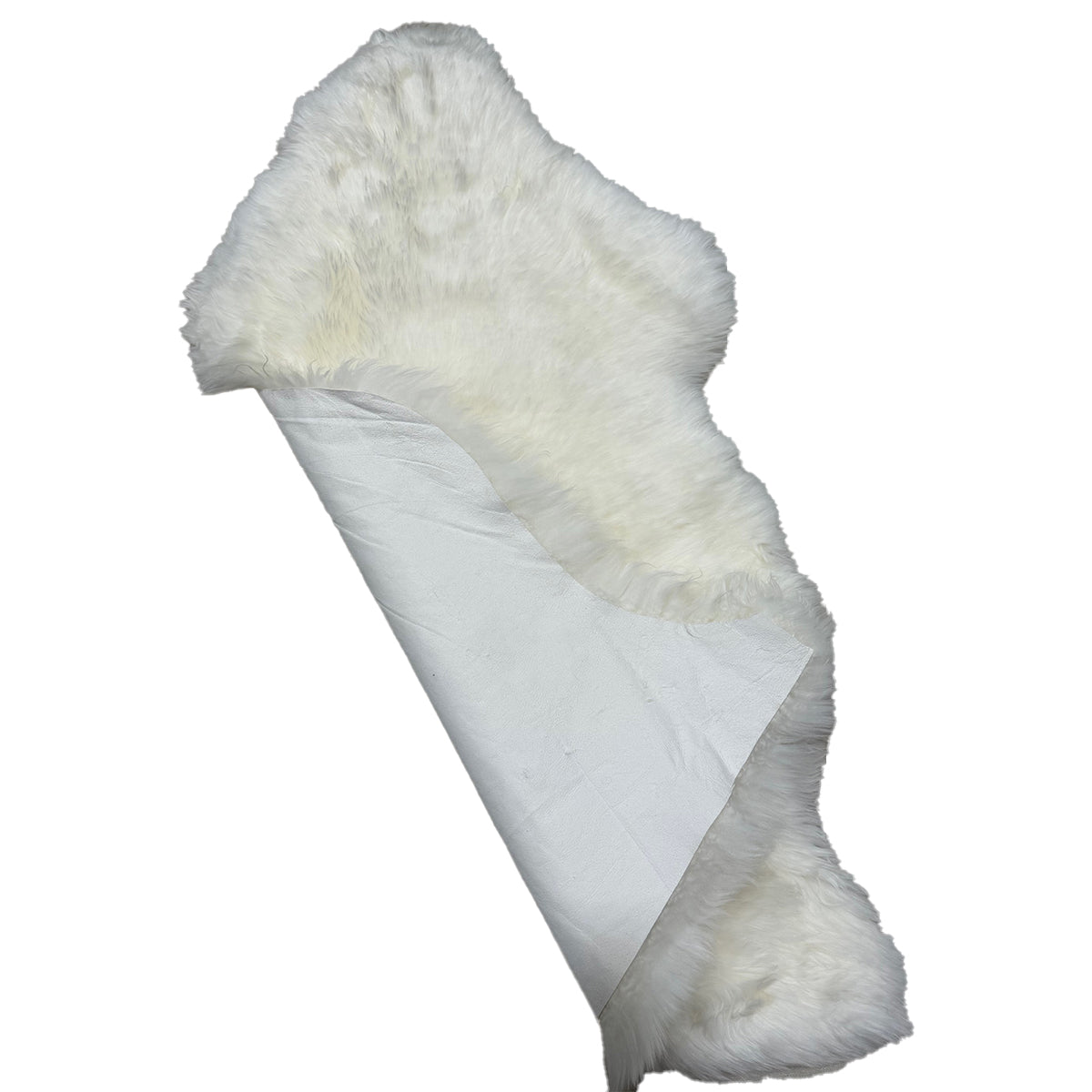 Ivory New Zealand sheepskin folded to show natural leather underside