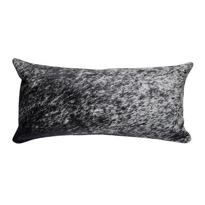 Black Salt & Pepper Cowhide Lumbar Pillow - 12" x 24"
