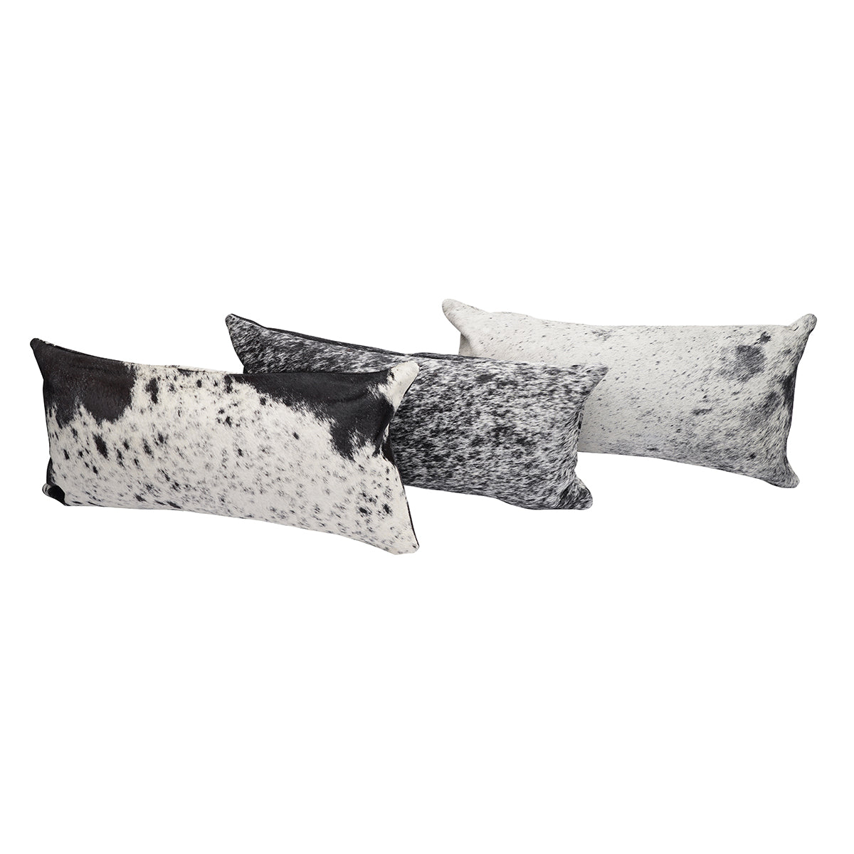 Black Salt & Pepper Cowhide Lumbar Pillow - 12" x 24"