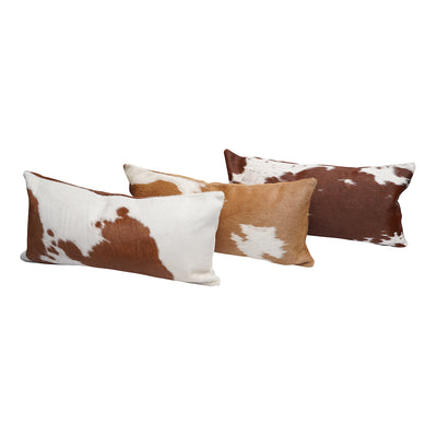 Brown Cowhide Lumber Pillow - 12" x 24"