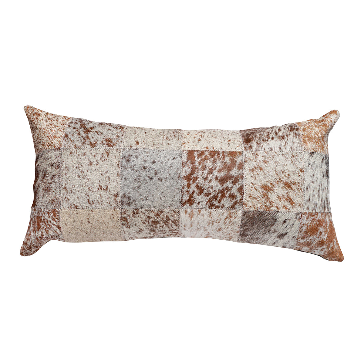 Brown S&P Cowhide Patchwork Pillow - 12" x 24"
