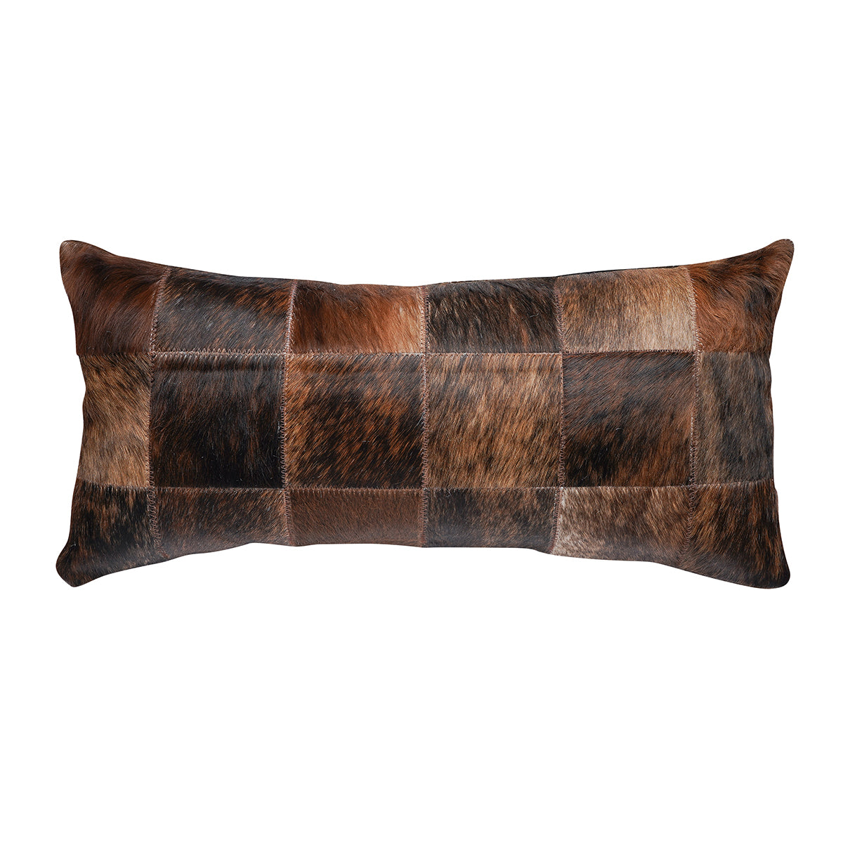 Brindle Cowhide Patchwork Pillow - 12" x 24"