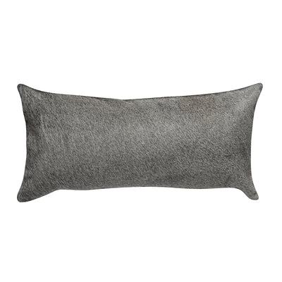Grey Cowhide Lumbar Pillow - 12" x 24"
