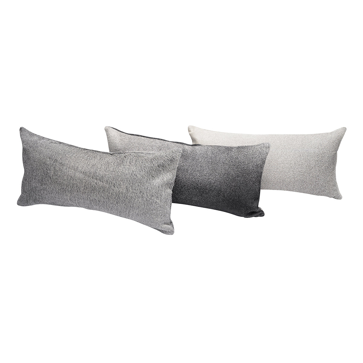 Grey Cowhide Lumbar Pillow - 12" x 24"