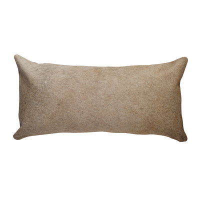 Taupe Cowhide Lumbar Pillow - 12" x 24"