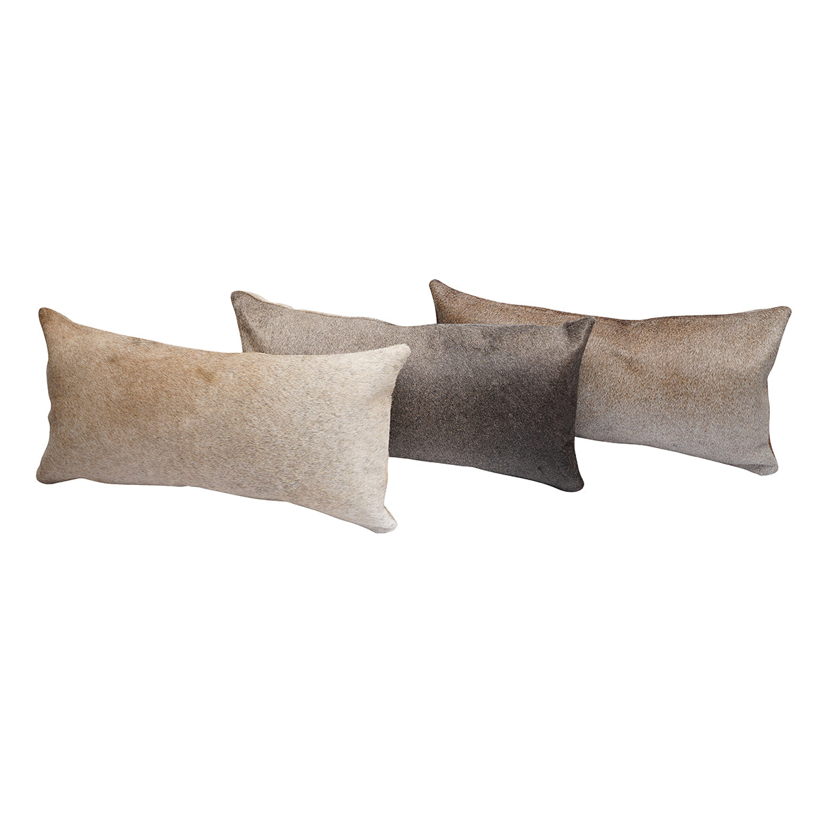 Taupe Cowhide Lumbar Pillow - 12" x 24"