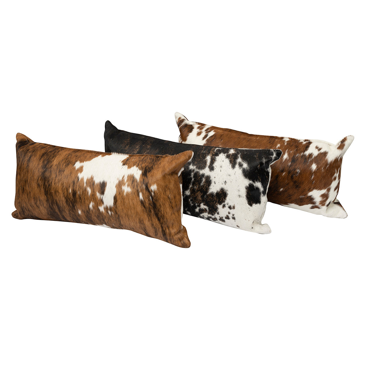 Tricolor Cowhide Lumbar Pillow - 12" x 24"
