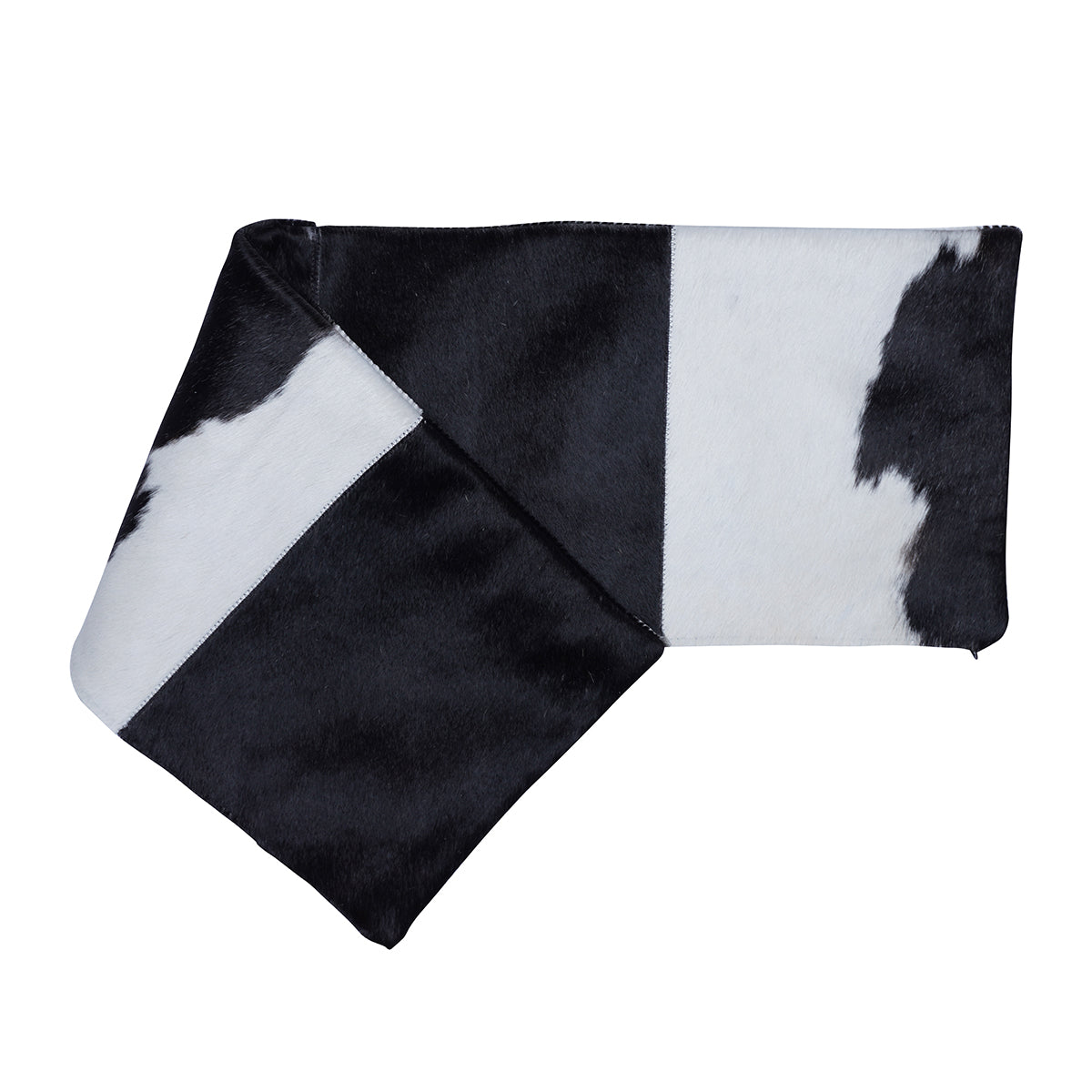 Black & White Cowhide Patch Pillow - 12" x 40"