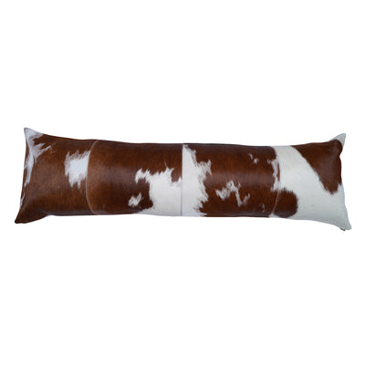 Brown Cowhide Patch Pillow - 12" x 40"