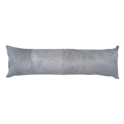 Grey Cowhide Patch Pillow - 12" x 40"
