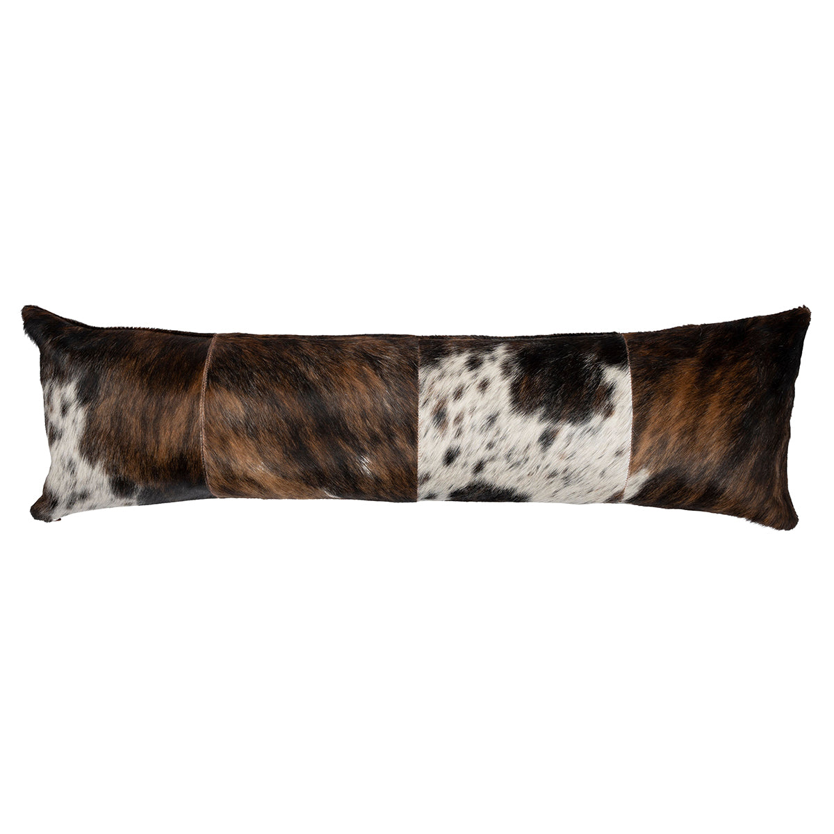 Tricolor Cowhide Patch Pillow - 12" x 40"
