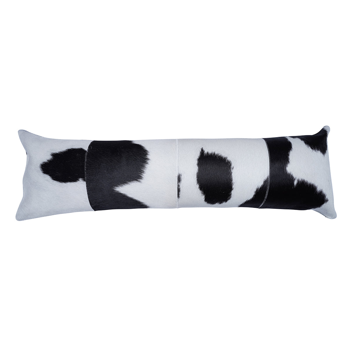 Black & White Cowhide Patch Pillow - 12" x 40"