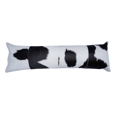Black & White Cowhide Patch Pillow - 12" x 40"