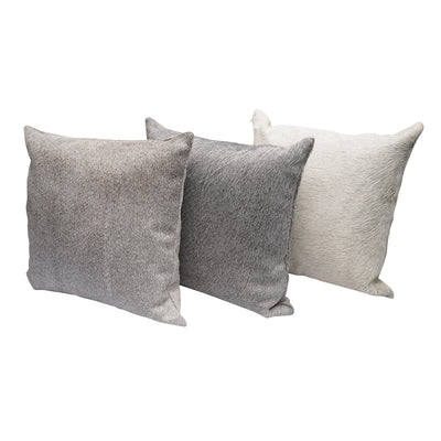 Grey Square Cowhide Pillow - 20" x 20"