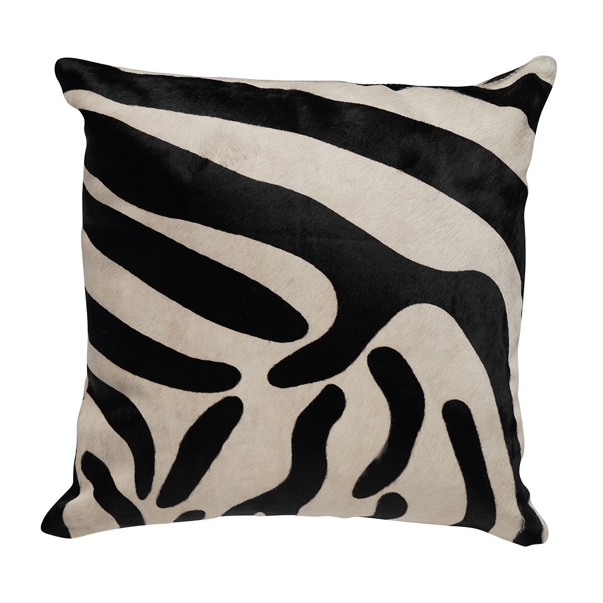 Zebra Print Square Cowhide Pillow - 20" x 20"