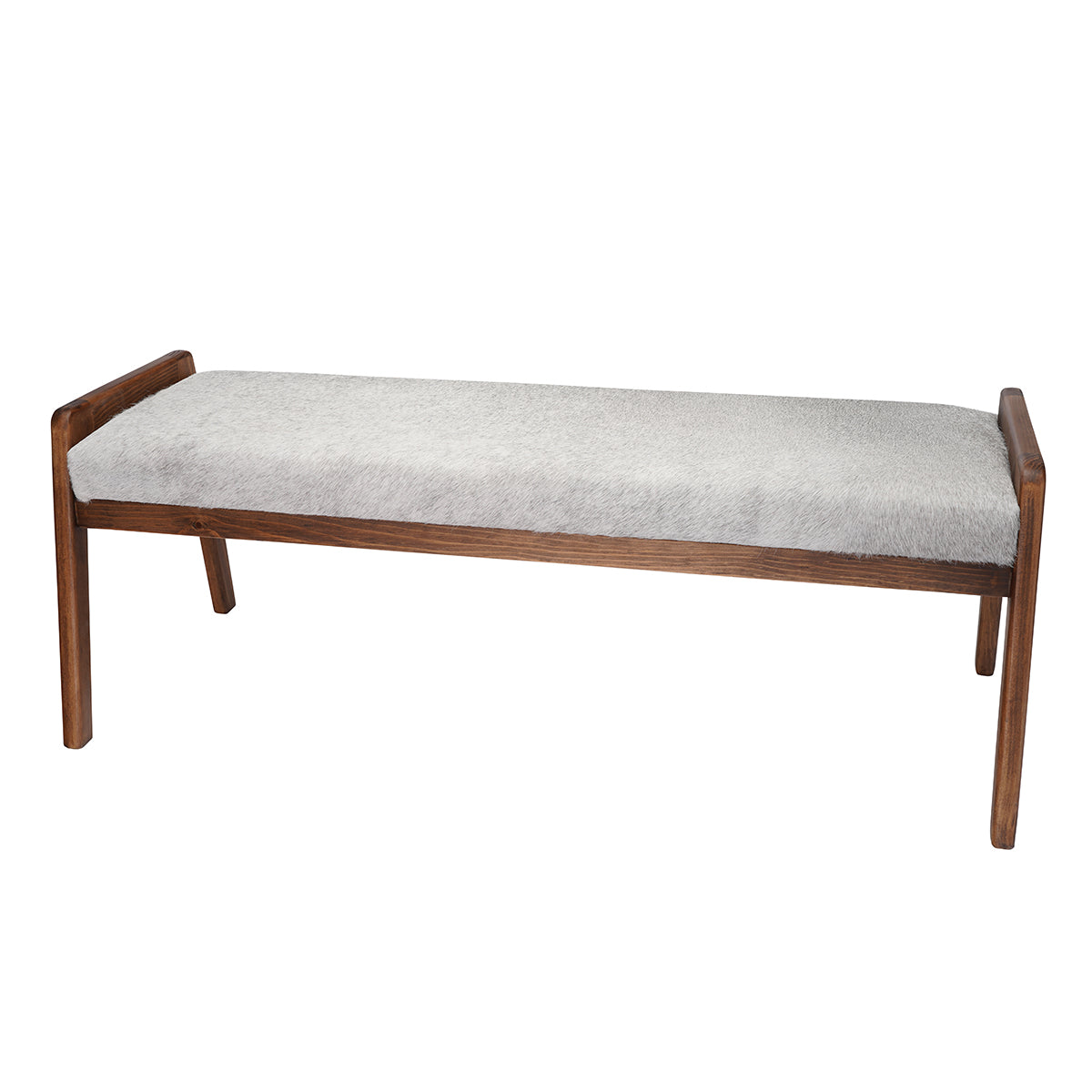 Grey Cowhide Bench (48")