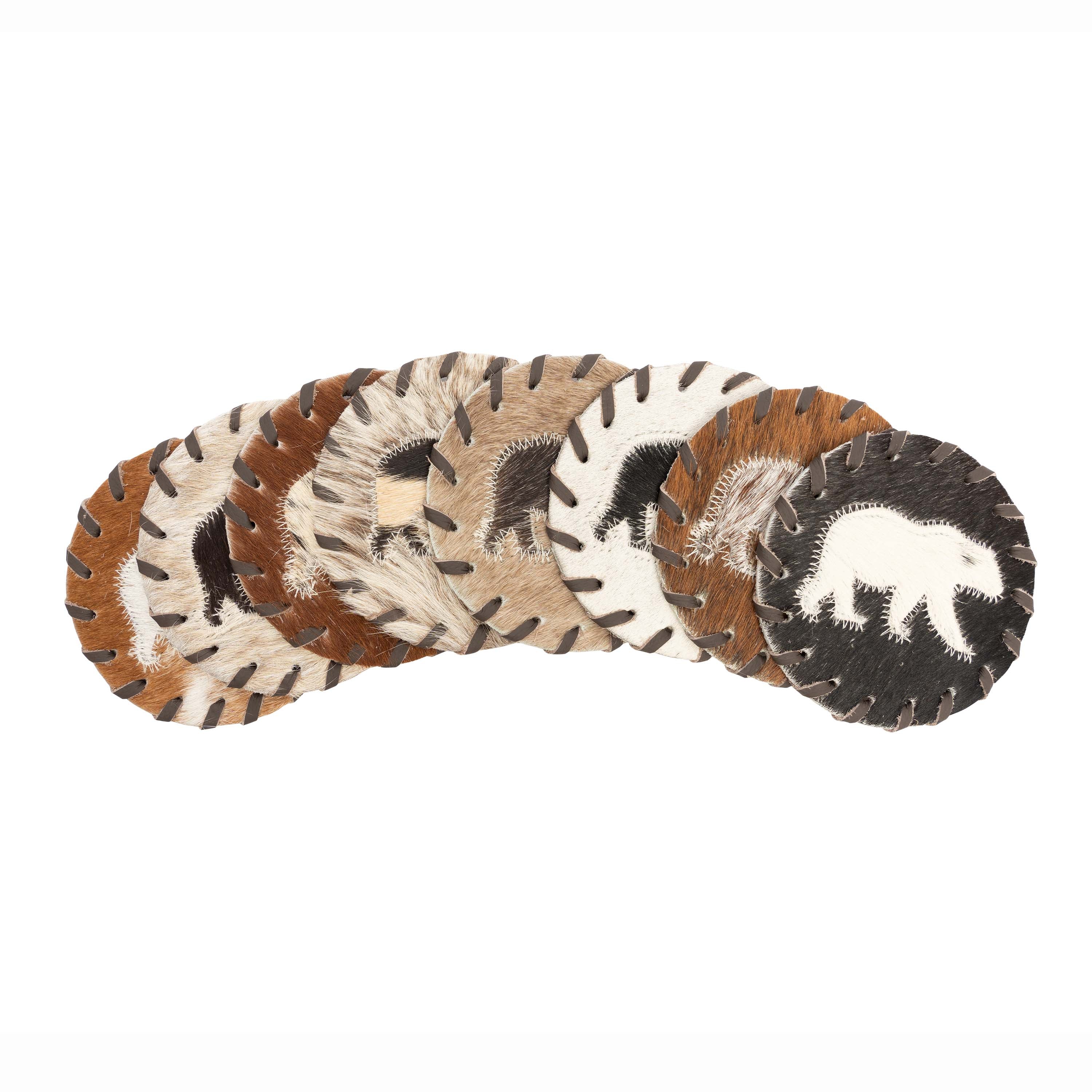 Bear Cowhide Coasters (Round)