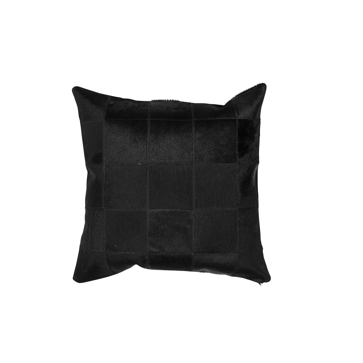 Black Patch Square Cowhide Pillow - 20" x 20"