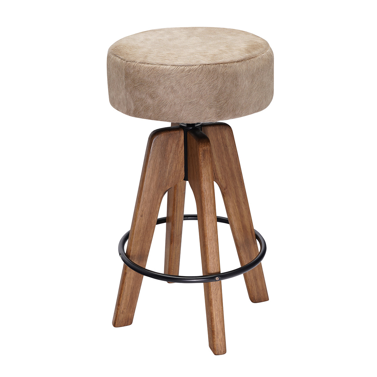 Champagne Cowhide Bar Stool