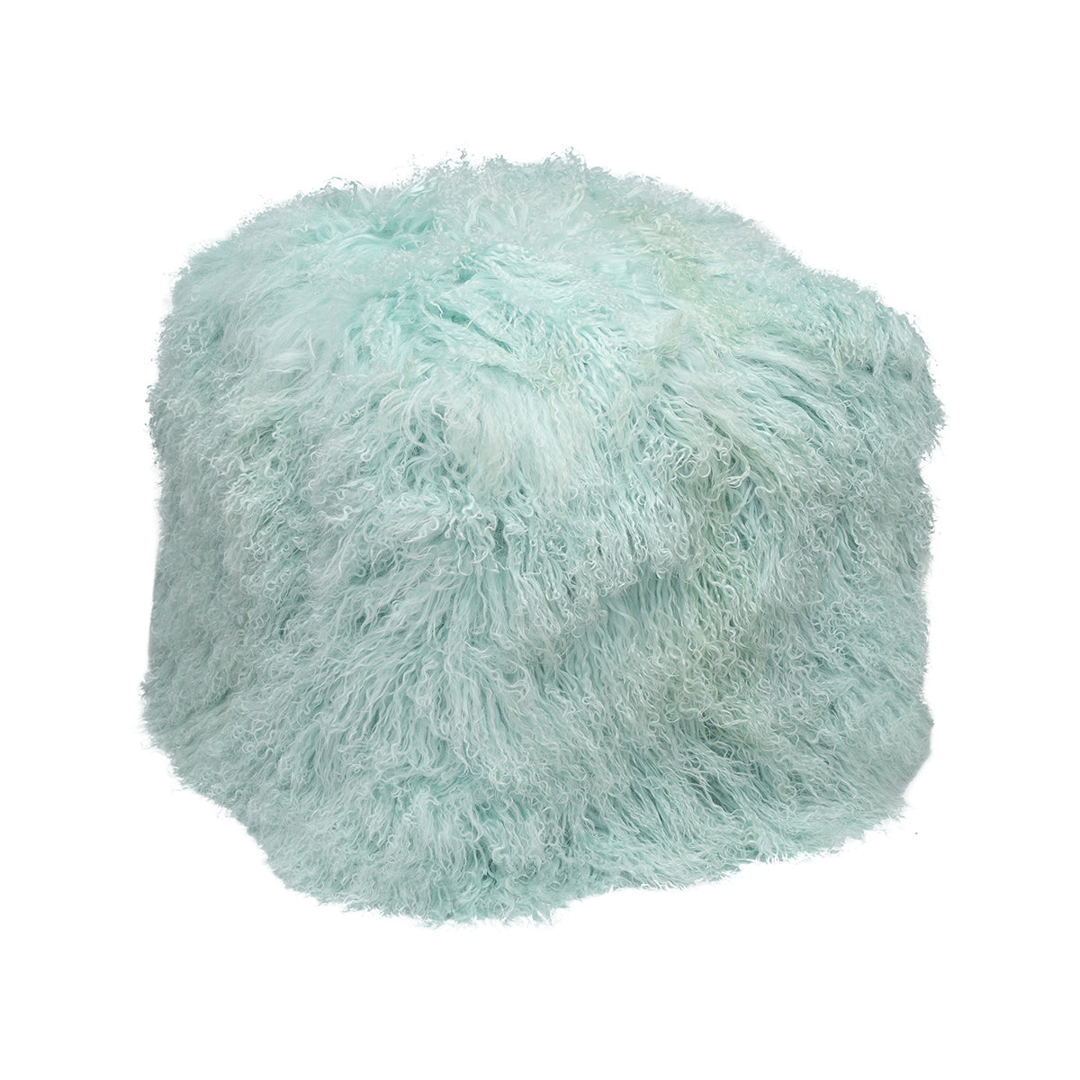 Aqua Tibetan Pouf with soft aqua richly curled fur