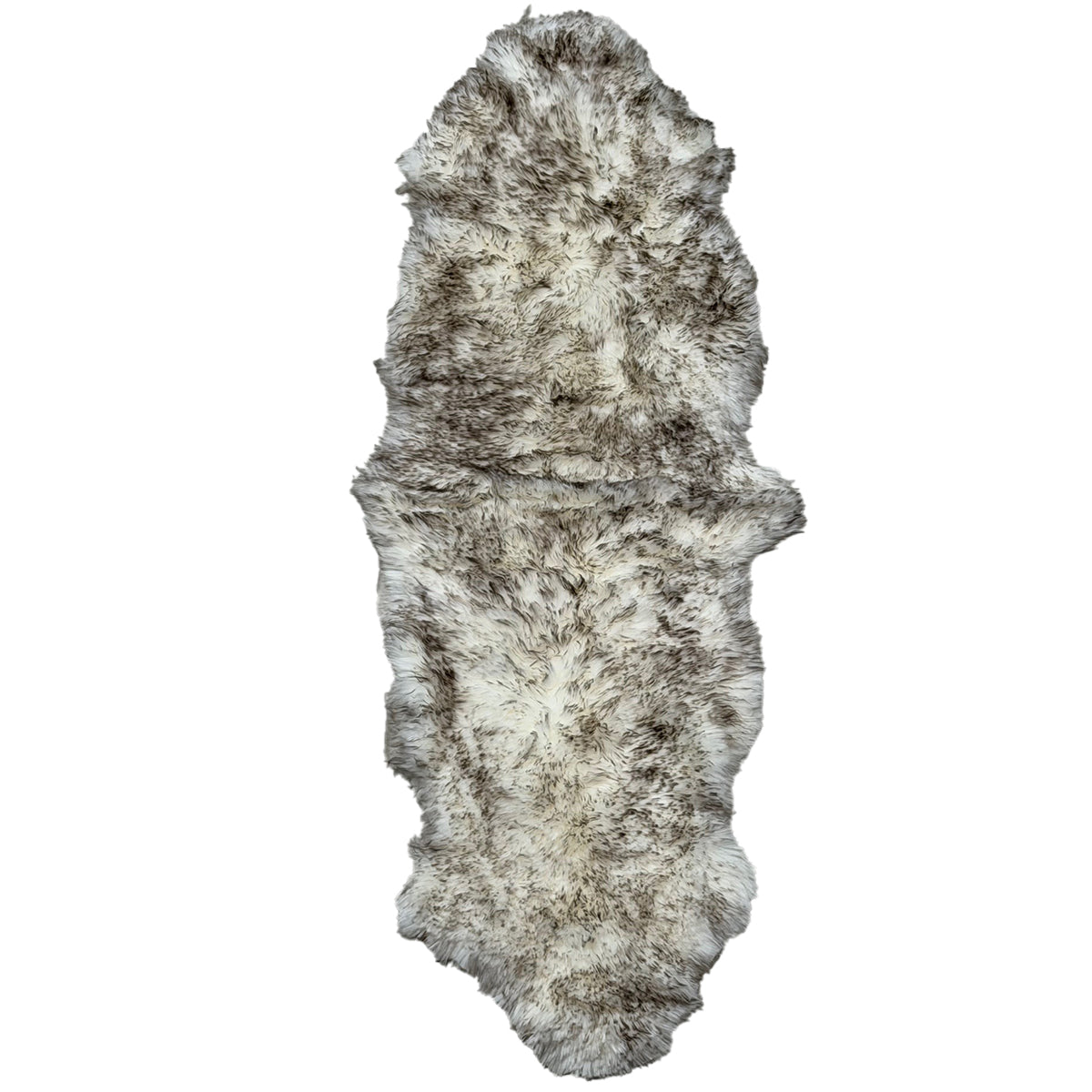 Chocolate-Tip New Zealand sheepskin 2-piece rug in natural white and chocolate brown