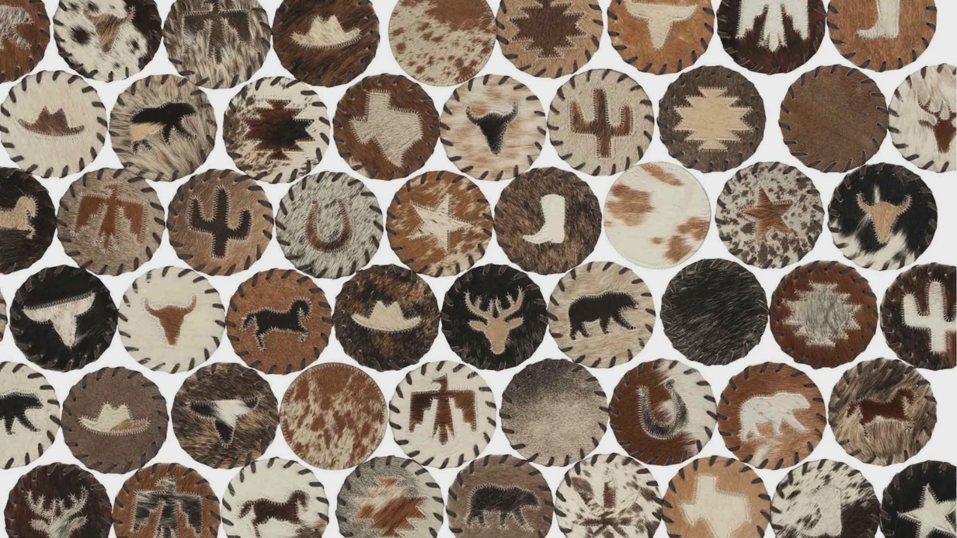 Assorted Plain Laced Cowhide Coasters (Round)